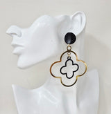 Fashion Two-Tone Clover Dangle Earrings #JE10477 - Multiple Colors (PC)