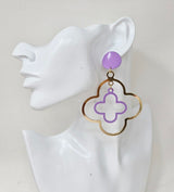 Fashion Two-Tone Clover Dangle Earrings #JE10477 - Multiple Colors (PC)