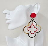 Fashion Two-Tone Clover Dangle Earrings #JE10477 - Multiple Colors (PC)