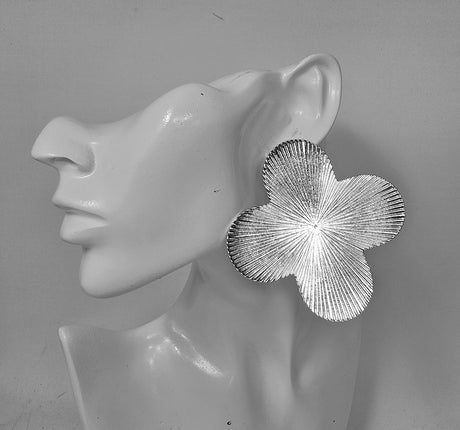 Fashion Large Textured Clover Earrings #JE11033 - Multiple Colors (PC)