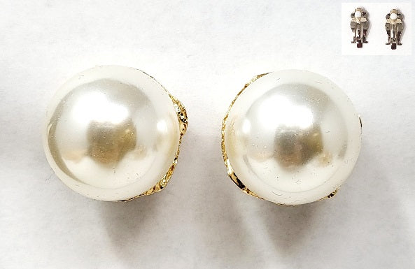 Fashion Large Pearl Clip-On Earrings #JE21002 - Multiple Colors (PC)
