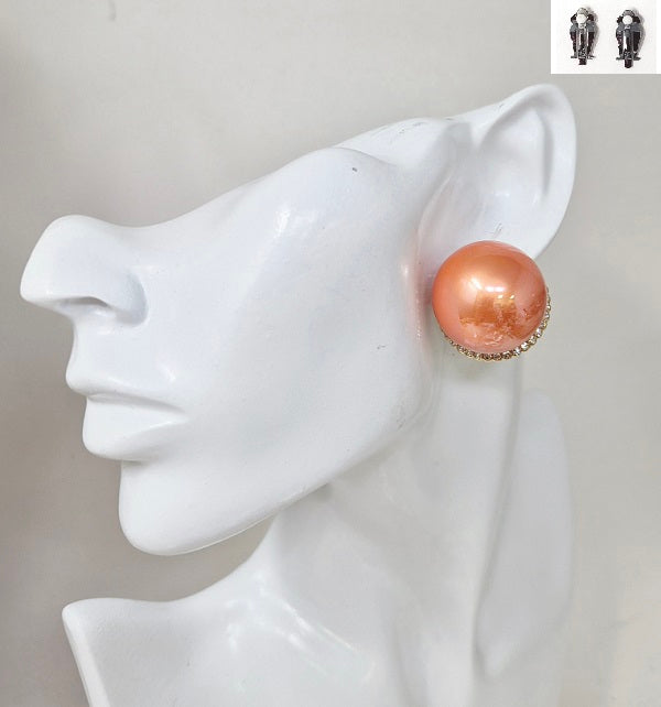 Fashion Clip-On Pearl Dome Earrings #JE21029 - Multiple Colors (PC)
