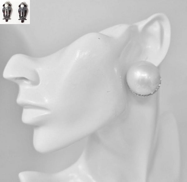 Fashion Clip-On Pearl Dome Earrings #JE21029 - Multiple Colors (PC)