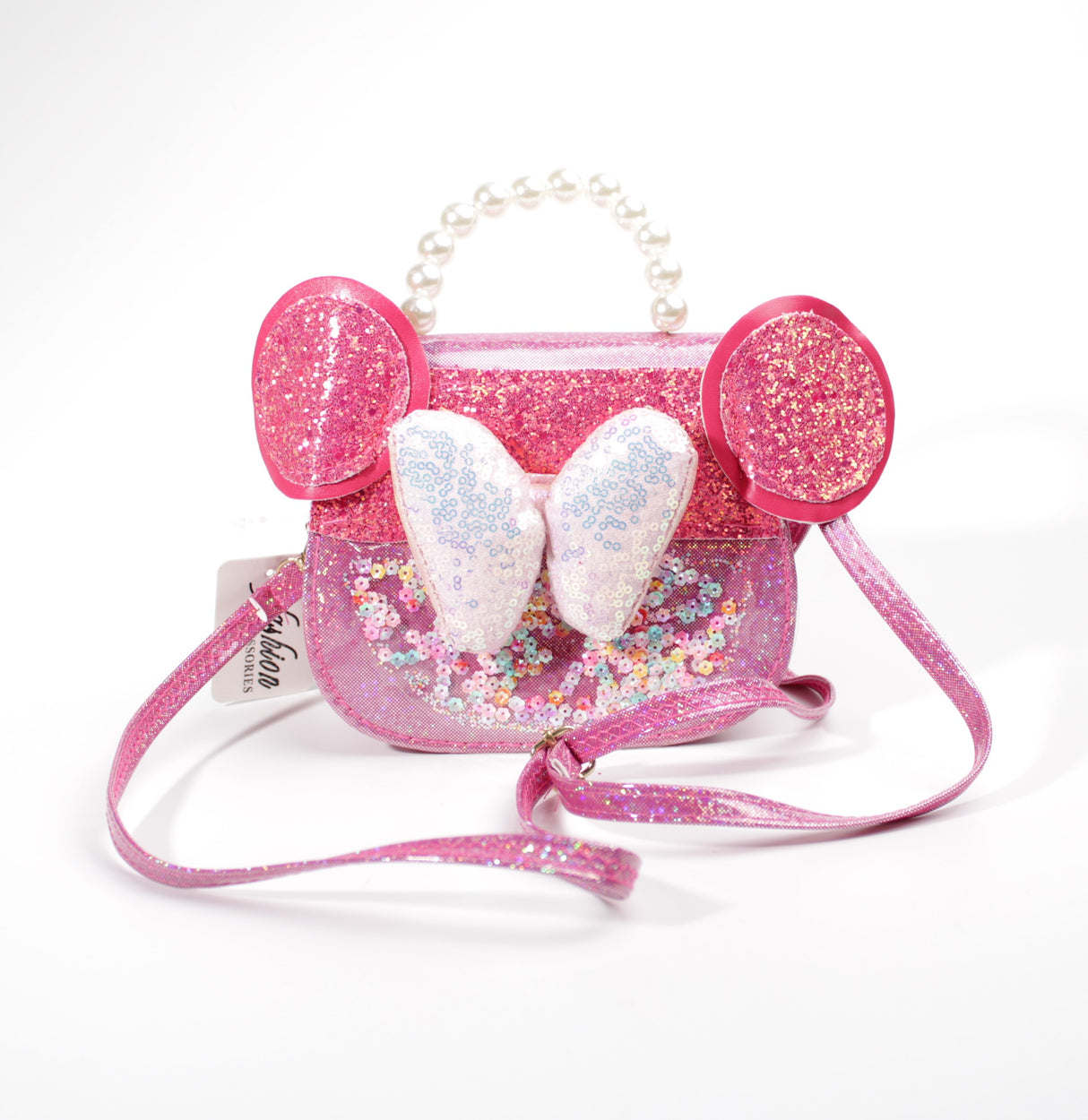 Fashion Kids Glitter Bow Handbag #JHBAG01-HP - Hot Pink (PC)