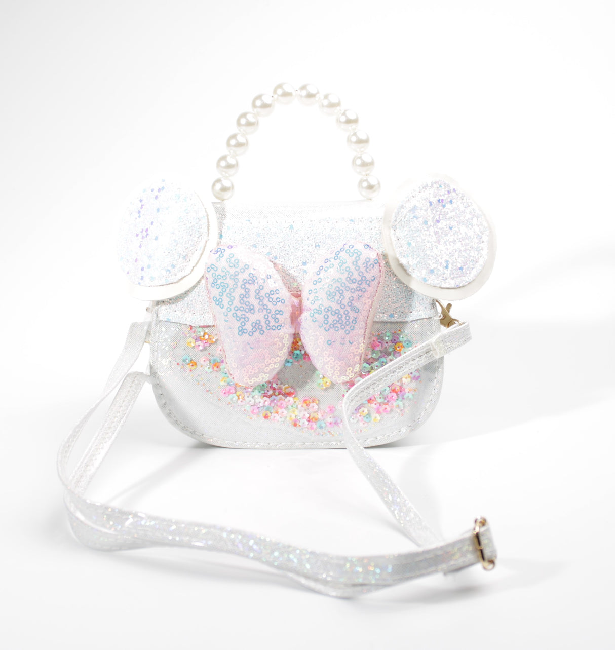Fashion Kids Glitter Bow Handbag #JHBAG01-WH - White (PC)