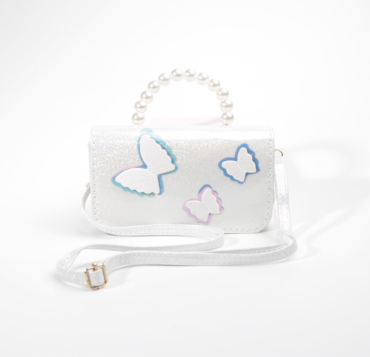 Fashion Kids Butterfly Glitter Mini Bag #JHBAG02-WH - White (PC)