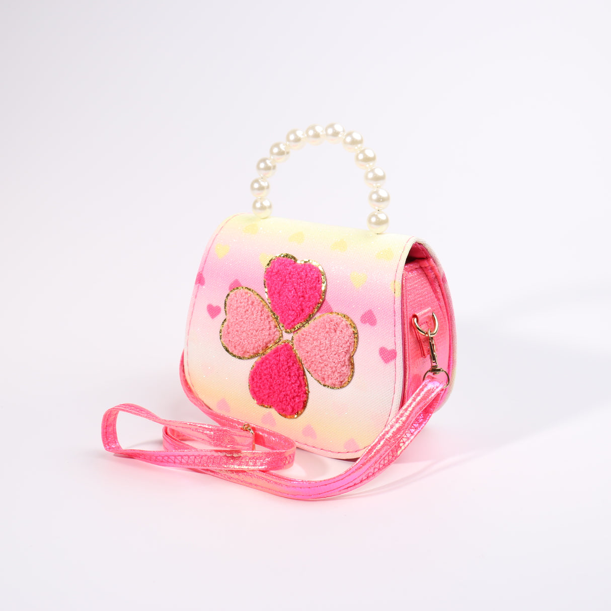 Fashion Kids Heart Design Mini Bag #JHBAG03-LPYW - Light Pink & Yellow (PC)