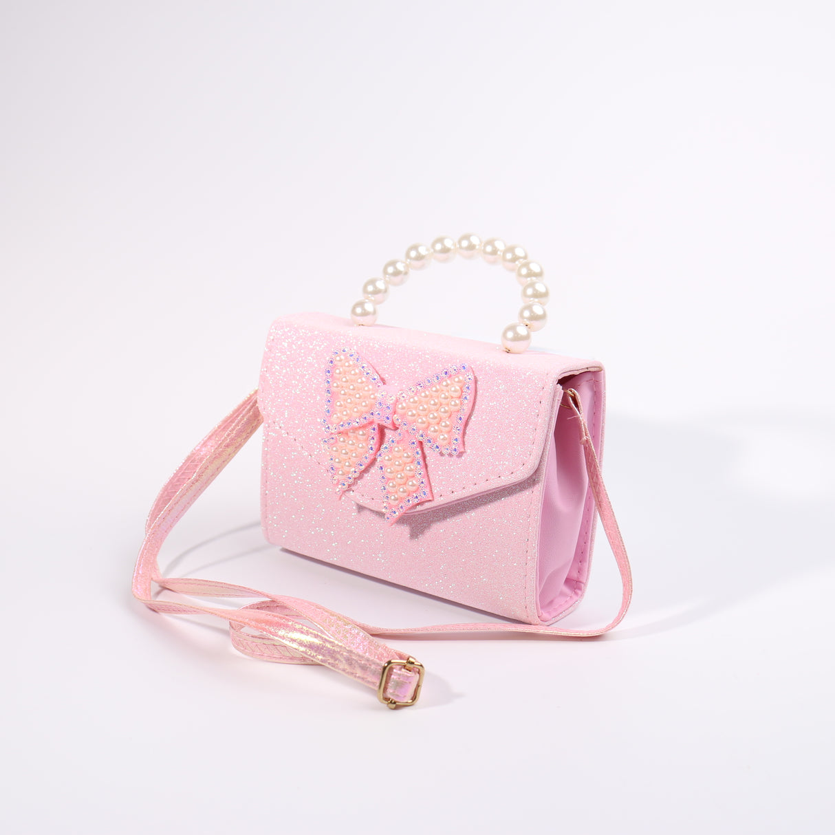 Fashion Kids Pearl Bow Handbag #JHBAG05-LP - Light Pink (PC)