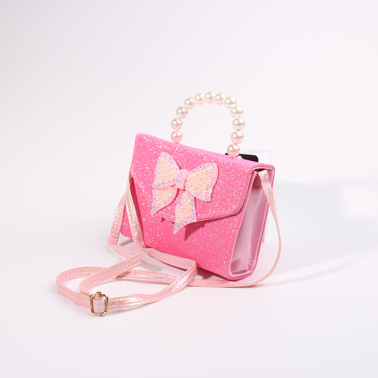 Fashion Kids Pearl Bow Handbag / Crossbody Bag #JHBAG05-MP - Pink (PC)