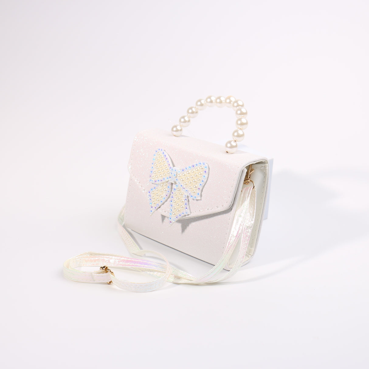 Fashion Kids Pearl Bow Handbag #JHBAG05-WH - White (PC)