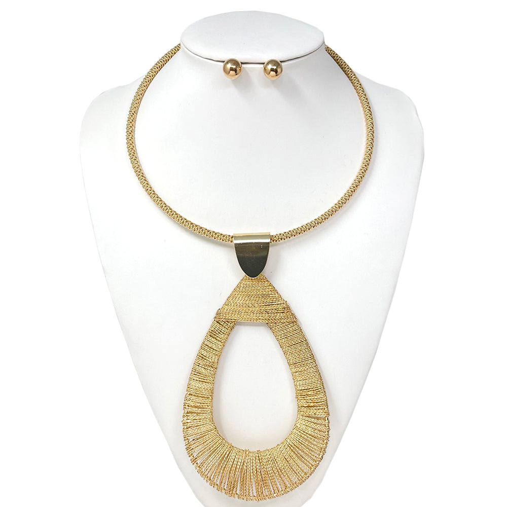 Fashion Necklace & Earring Set #JN10739G - Gold (PC)