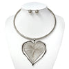Fashion Heart Necklace Set #JN10746R - SILVER (PC)