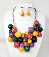 Fashion Wooden Bead Chain Necklace Set #JN10839 - Multiple Colors (PC)