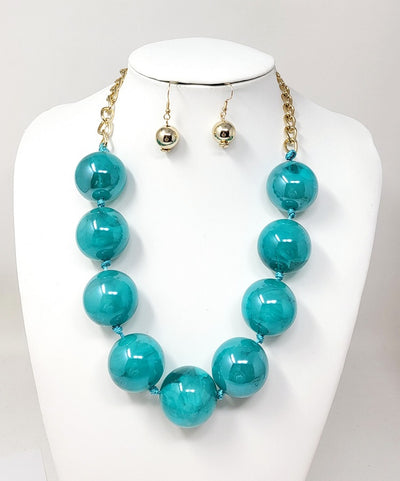 Fashion Large Bead Necklace Set #JN10906 - Multiple Colors (PC)