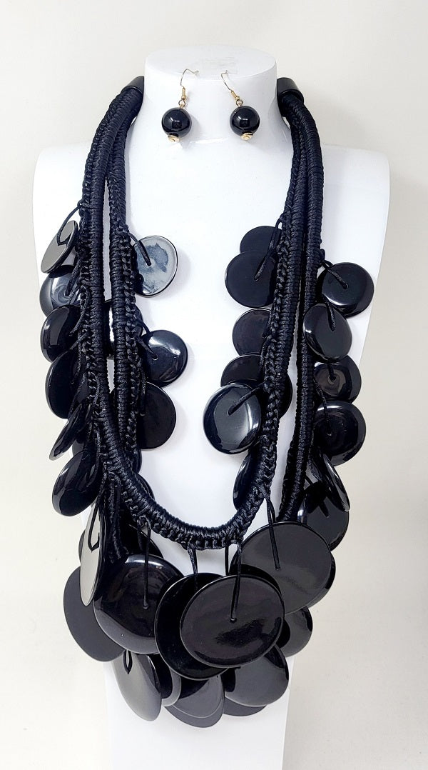 Fashion Design Necklace Set #JN10914GBK - Black (PC)
