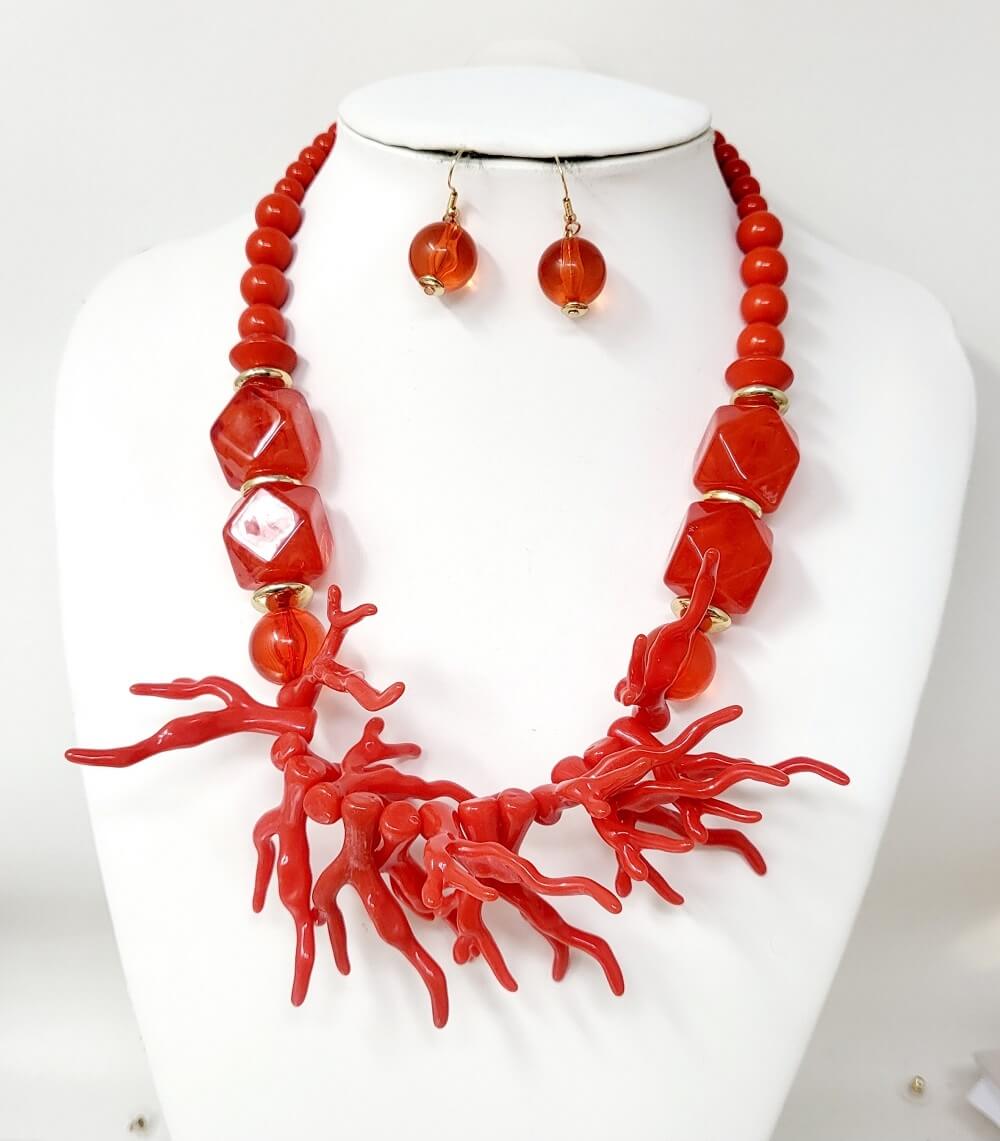 Fashion Coral Necklace Set #JN10918 - Multiple Colors (PC)