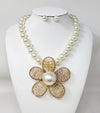 Fashion Pearl Flower Necklace Set #JN11132GCR - Cream (PC)