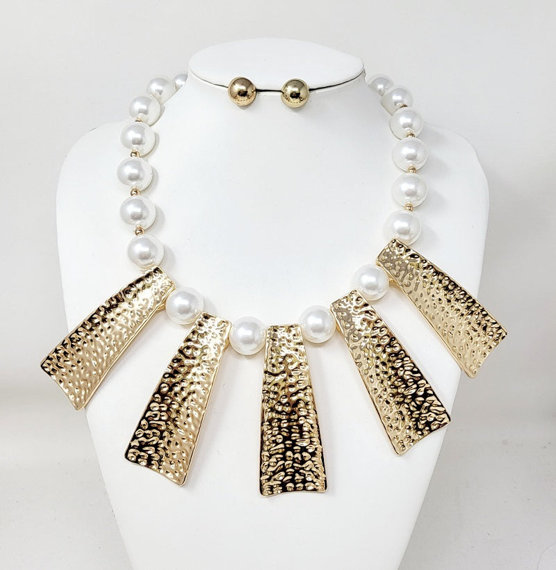 Fashion Pearl Design Necklace Set #JN11139GCR Gold (PC)