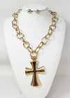 Fashion Cross Chain Necklace Set #JN11141 - Multiple Colors (PC)