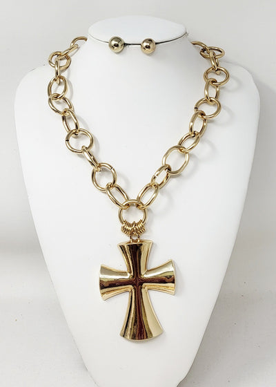 Fashion Cross Chain Necklace Set #JN11141 - Multiple Colors (PC)