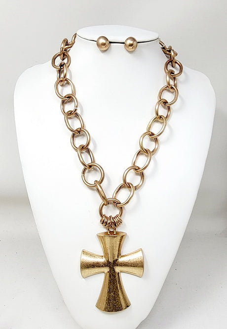 Fashion Cross Chain Necklace Set #JN11141 - Multiple Colors (PC)