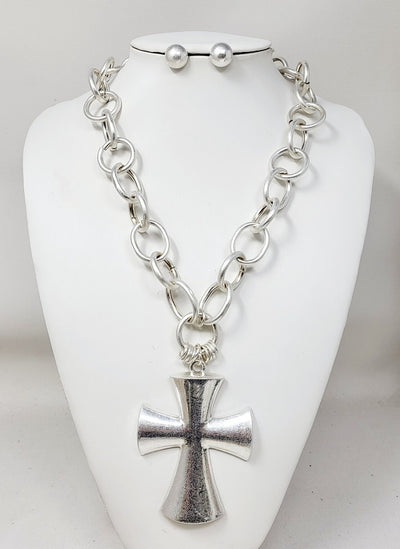 Fashion Cross Chain Necklace Set #JN11141 - Multiple Colors (PC)