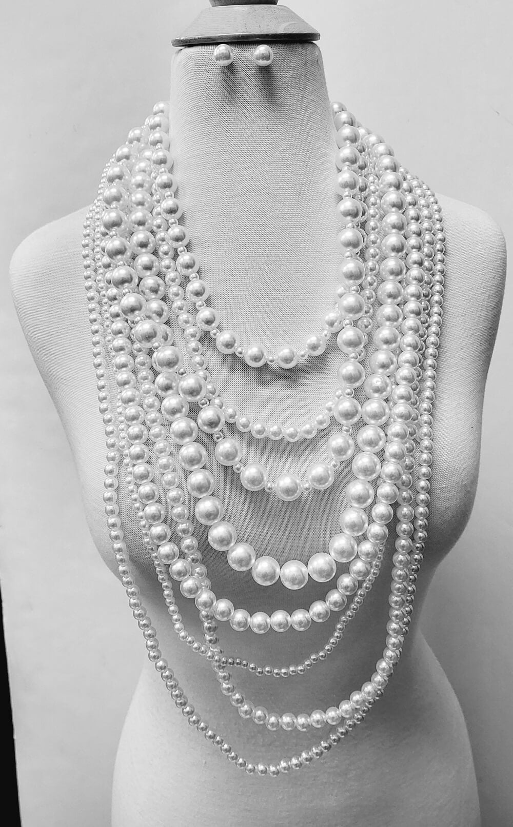 Fashion Pearl Necklace Set #JN11180RWH White (PC)