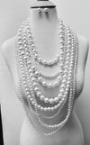 Fashion Pearl Necklace Set #JN11180RWH (PC)