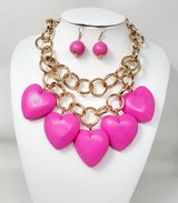 Fashion Heart Wooden Necklace Set #JN11189 - Multiple Colors (PC)