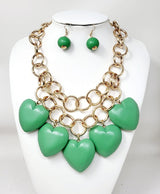 Fashion Heart Wooden Necklace Set #JN11189 - Multiple Colors (PC)