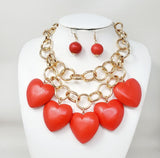 Fashion Heart Wooden Necklace Set #JN11189 - Multiple Colors (PC)