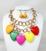 Fashion Heart Wooden Necklace Set #JN11189 - Multiple Colors (PC)