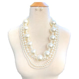 Fashion 4-Layered Pearl Statement Necklace Set #JN11195 - Multiple Colors (PC)