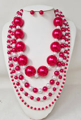 Fashion 4-Layered Pearl Statement Necklace Set #JN11195 - Multiple Colors (PC)