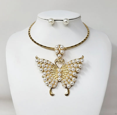 Fashion Butterfly Choker Necklace Set #JN11198 - Multiple Colors (PC)