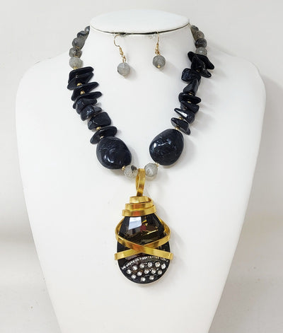 Fashion Bead Stone Necklace Set #JN11199 - Multiple Colors (PC)
