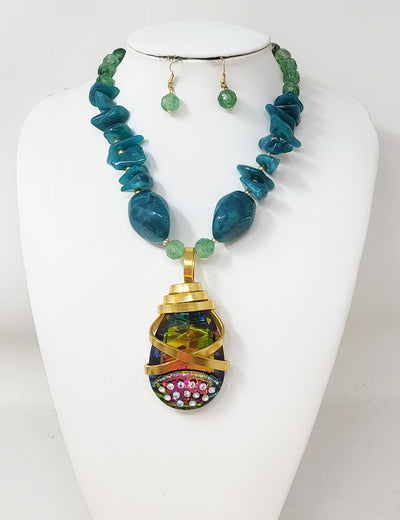Fashion Bead Stone Necklace Set #JN11199 - Multiple Colors (PC)