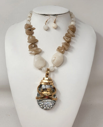 Fashion Bead Stone Necklace Set #JN11199 - Multiple Colors (PC)