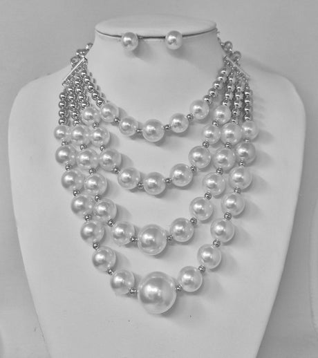 Fashion Layered Pearl Necklace Set #JN11216 - Multiple Colors (PC)