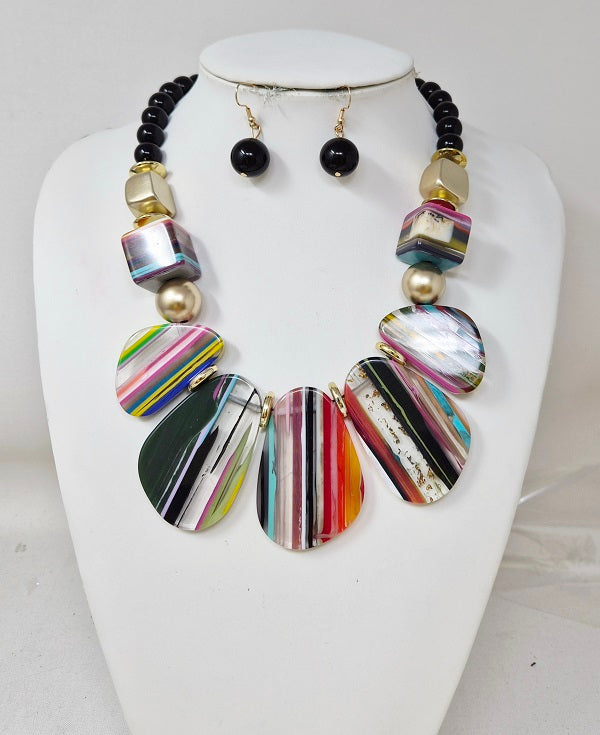 Fashion Multi-Color Stone Necklace #JN11250 (PC)