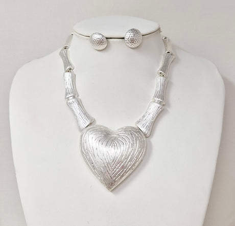 Fashion Heart Pendant Necklace Set #JN11263 - Multiple Colors (PC)