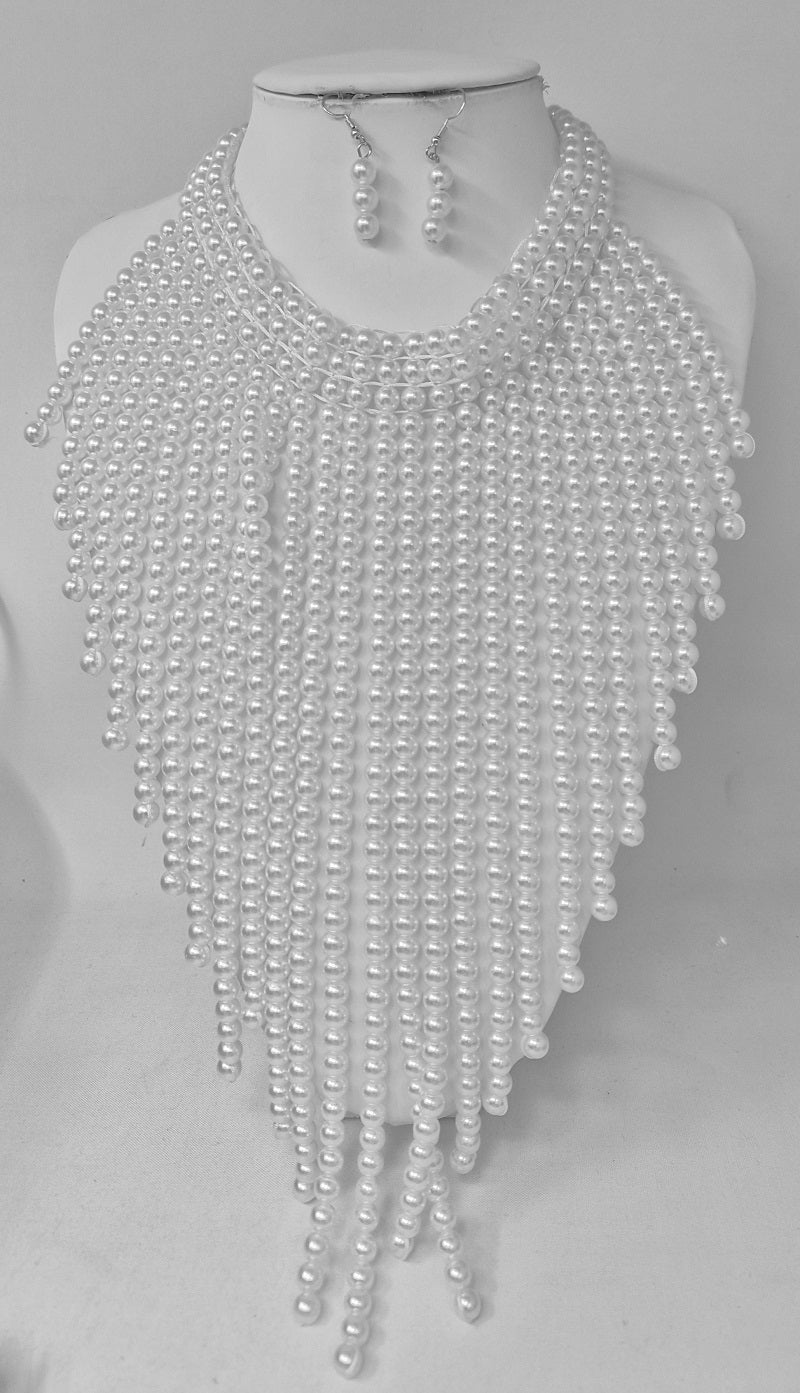 Fashion Pearl Necklace Set #JN11282 White (PC)