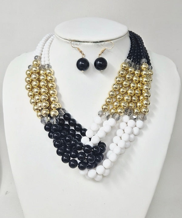 Fashion Two Tone Necklace Set #JN11286 - Multiple Colors (PC)