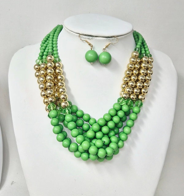 Fashion Two Tone Necklace Set #JN11286 - Multiple Colors (PC)