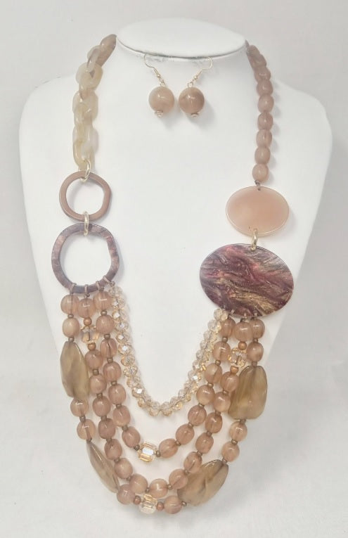 Fashion Bead Multi Strand Necklace Set #JN11292 - Multiple Colors (PC)