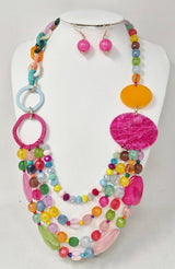 Fashion Bead Multi Strand Necklace Set #JN11292 - Multiple Colors (PC)