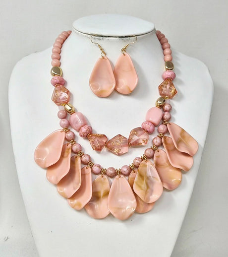 Fashion Layered Teardrop Necklace Set #JN11295 - Multiple Colors (PC)