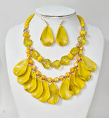 Fashion Layered Teardrop Necklace Set #JN11295 - Multiple Colors (PC)