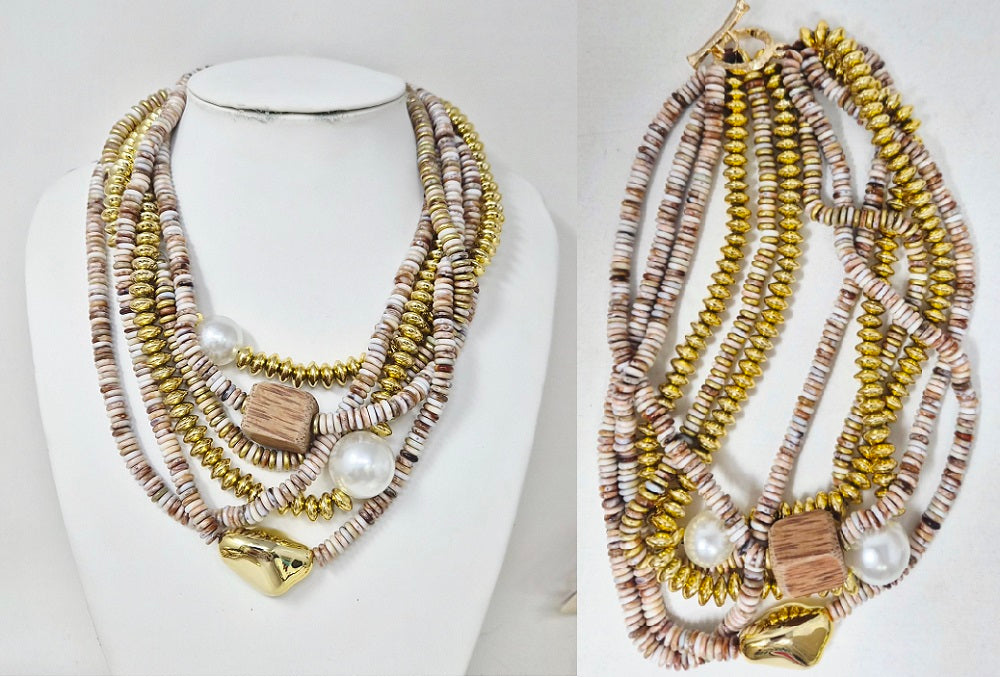 Fashion Mixed Bead Statement Necklace #JN11311 Multi (PC)