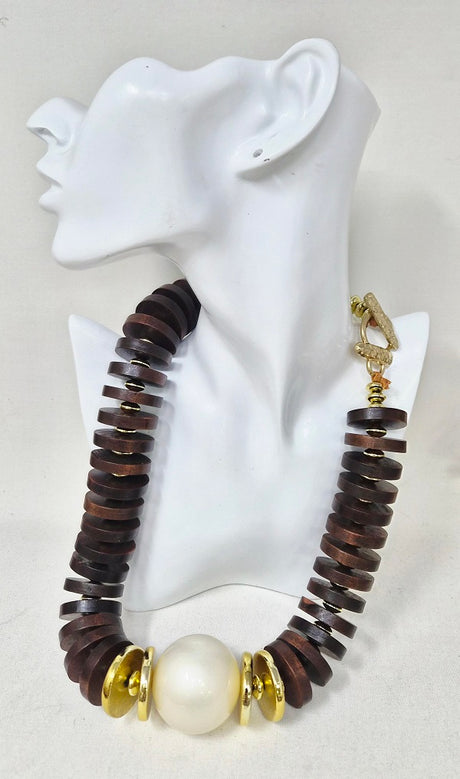 Fashion Bold Disc Beaded Necklace #JN11315 - Multiple Colors (PC)